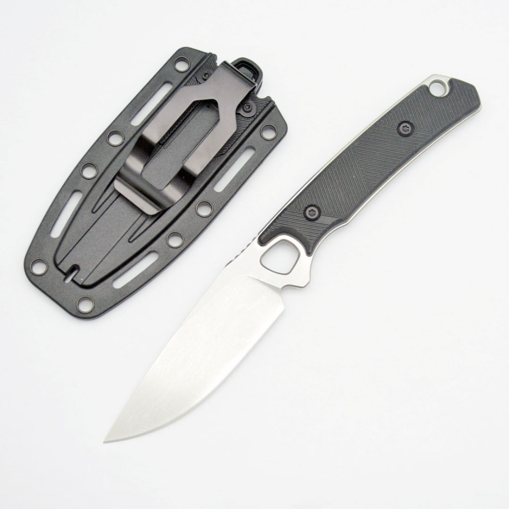 Bushcraft Knife Fixed - 2048 EDC 스트레이트 나이프, 검은색 나일론